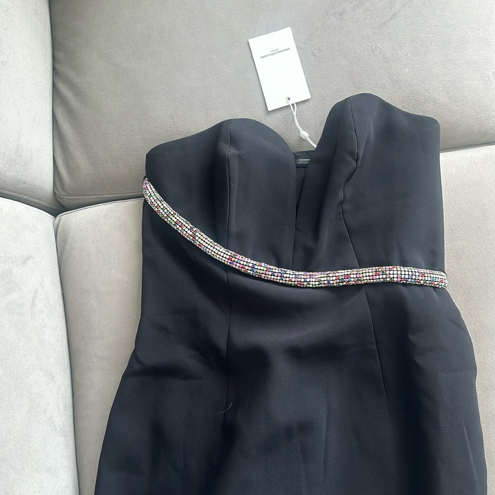 Amanda Uprichard black strapless dress with slit NWT